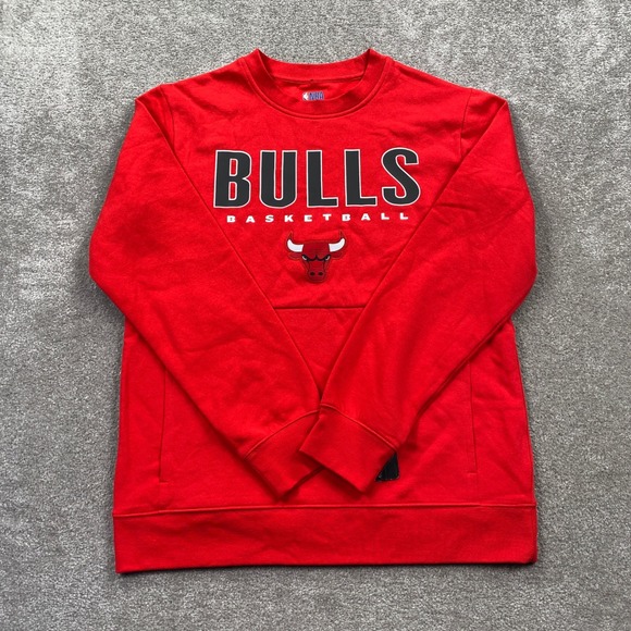 NBA Chicago Bulls Basketball Red Pullover Sweatshirt Mens Medium M - Picture 1 of 14